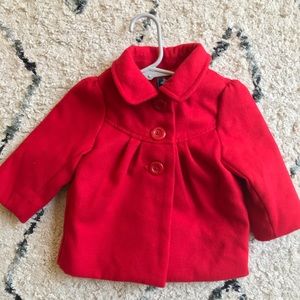 6-12 month Lined Red Old Navy Peacoat -Like New